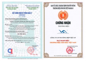 Giấy chứng nhận hệ thống xử lý nước công nghiệp năm 2015.